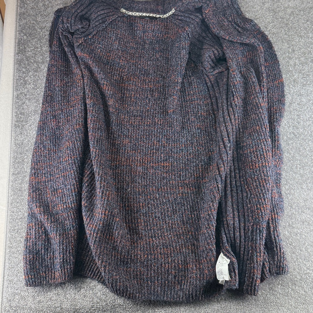 PrAna Full Zip Up Knit Sweater Cardigan Blue Rust Marled Womens L - Picture 7 of 11